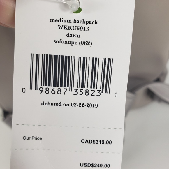 Kate Spade  Dawn Gray Nylon Backpack Soft Taupe - Picture 6 of 8